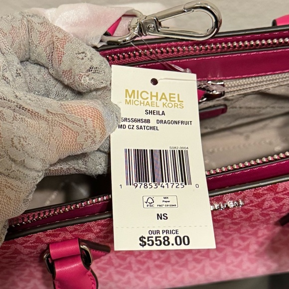 Michael Kors Dragonfruit Satchel Sheila nwt retail $558 - Picture 10 of 13